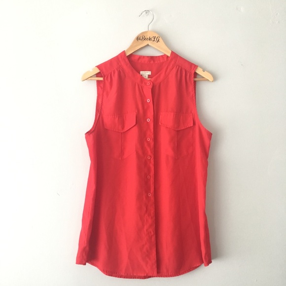 J. Crew Factory Tops - J. Crew Factory Red Sleeveless Blouse